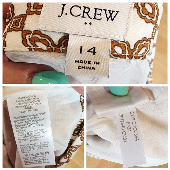 J. Crew Accordion Pleated Mini Skirt Brown Cream Size 14 CC844 - Picture 4 of 16